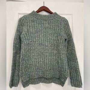 Field Flower Green Loose-knit Mockneck Sweater